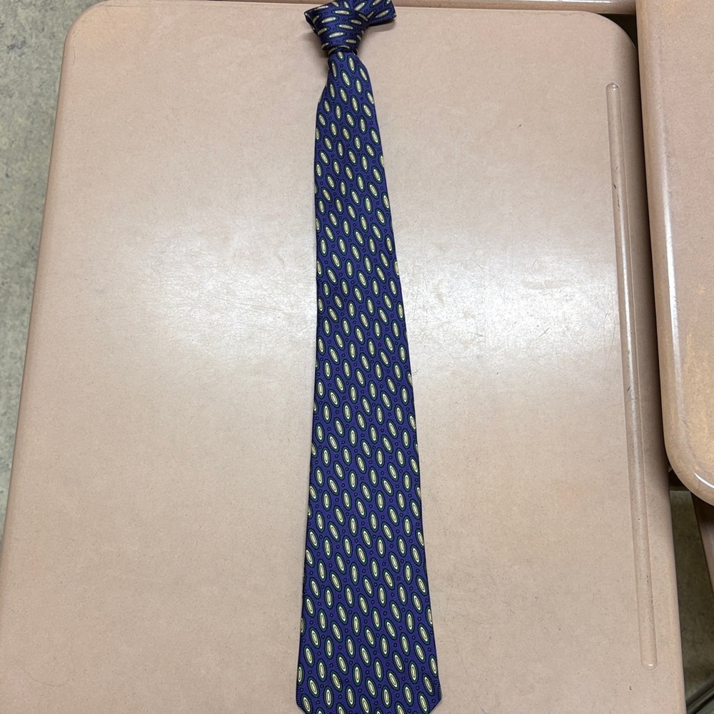Vintage Polo‎ Ralph Lauren Silk Tie USA Made Purple Green Oval Medallion Necktie